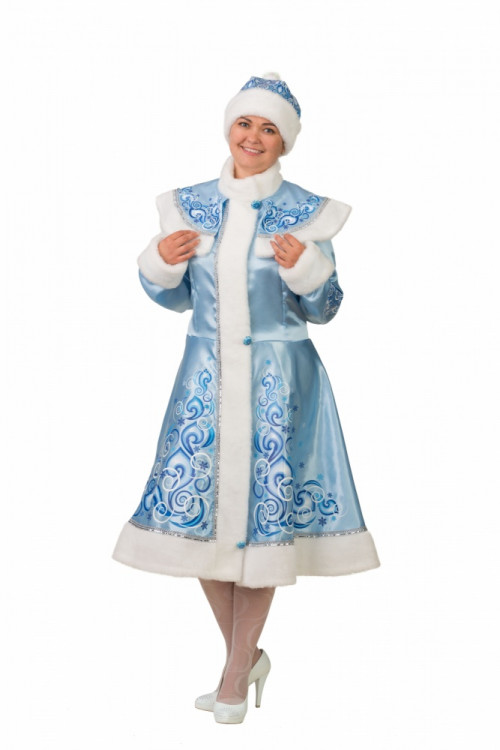 Костюм Снегурочки голубой с аппликацией